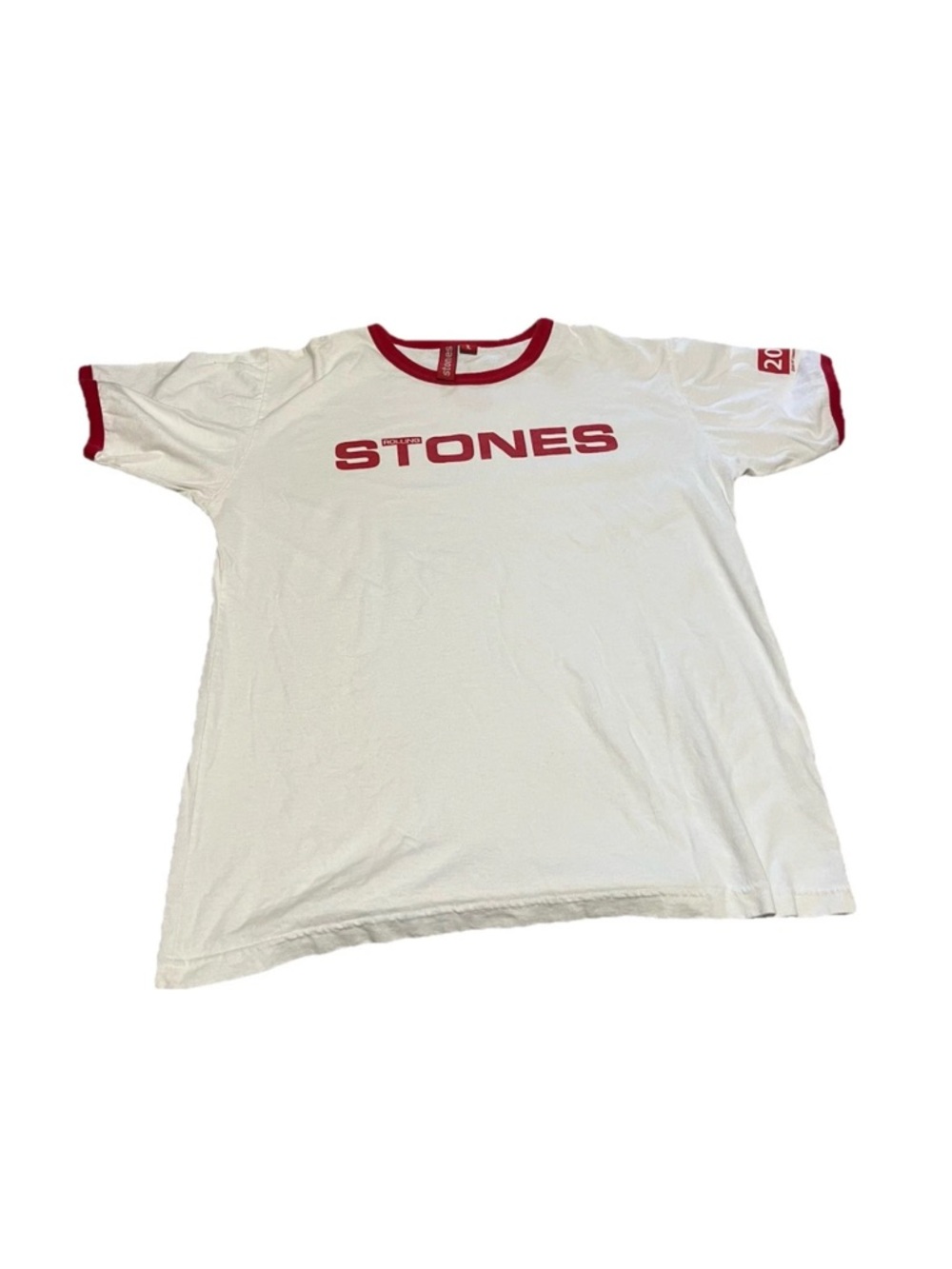 Vintage The Rolling Stones 2002/3 North American Tour White & Red - LARGE Ringer